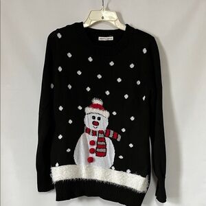 Mesh & Lace Women's Snowman Holiday Ugly Sweater Size M